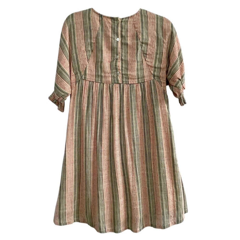 THML Anthropologie Smocked A-Line Striped Midi Dress Cottagecore Sz S - Picture 3 of 16
